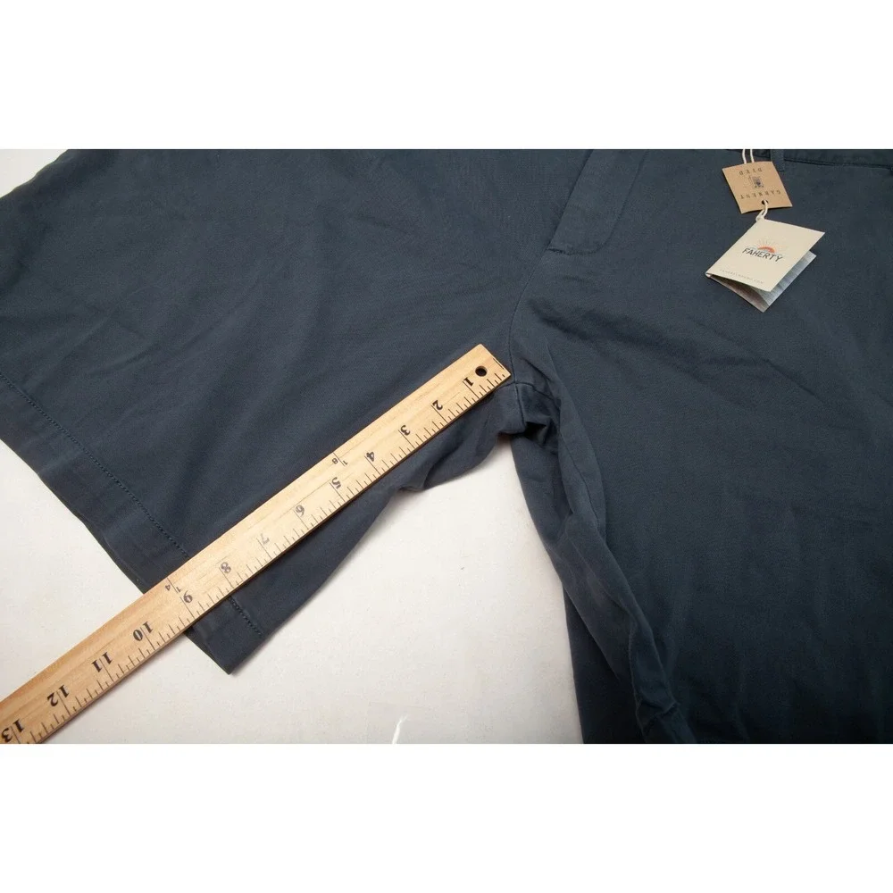 Faherty Stretch Chino Short Mens 42 Navy Blue Garment Dyed MBC0017NVY NEW